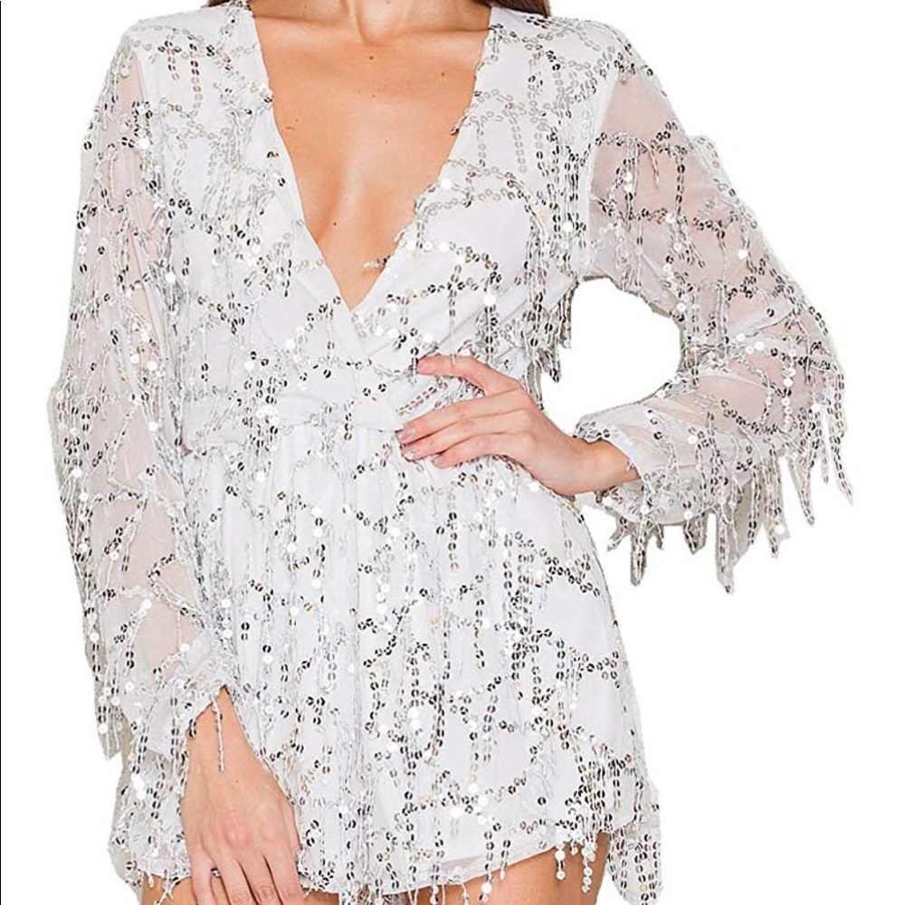 NWT - White Sequin Romper
